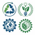 A set of vector logos on the theme of ecology and environmental protection. Royalty Free Stock Photo